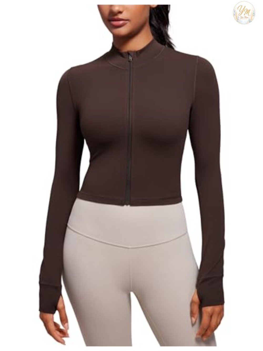 Women's Cropped Athletic Full Zip Jacket Butterluxe High Stretch Mockneck